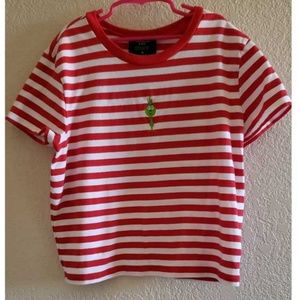 The Grinch crop top Forever21 striped red, white